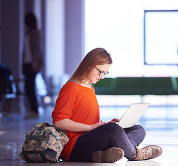 Image showing student girl with laptop computer