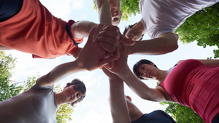 Image showing jogging people group have fun