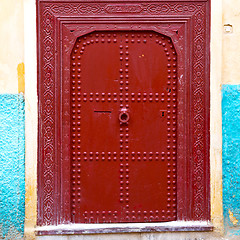 Image showing old door in morocco africa ancien and wall ornate brown