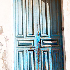 Image showing old door in morocco africa ancien and wall ornate blue