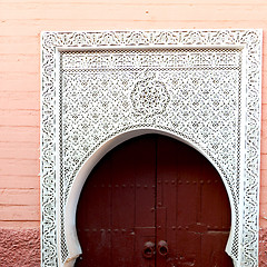 Image showing old door in morocco africa ancien and wall ornate brown