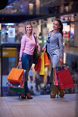 Image showing happy young girls in  shopping mall