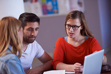 Image showing students group working on school  project  together