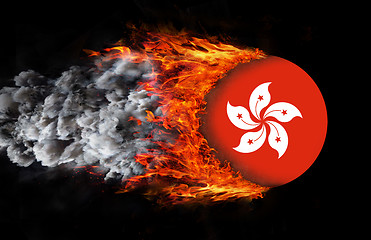 Image showing Flag with a trail of fire - Hong Kong