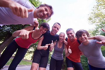 Image showing jogging people group have fun