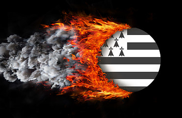 Image showing Flag with a trail of fire - Brittany