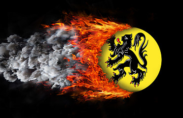 Image showing Flag with a trail of fire - Flanders