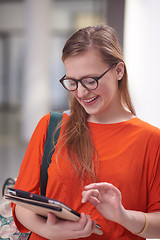Image showing student girl with tablet computer