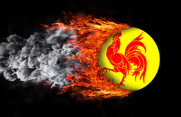 Image showing Flag with a trail of fire - Wallonia