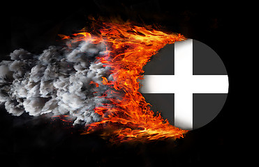 Image showing Flag with a trail of fire - Cornwall