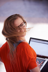 Image showing student girl with laptop computer