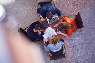 Image showing students group working on school  project  together