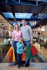 Image showing young family with shopping bags