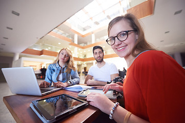 Image showing students group working on school  project  together