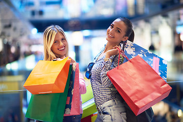 Image showing happy young girls in  shopping mall