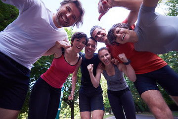 Image showing jogging people group have fun