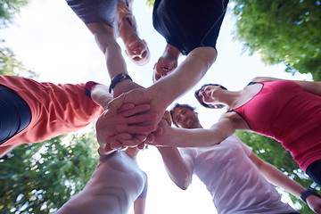 Image showing jogging people group have fun