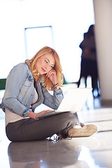 Image showing student girl with laptop computer