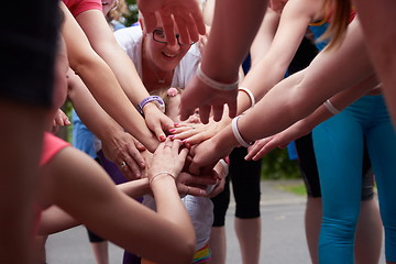 Image showing jogging people group have fun