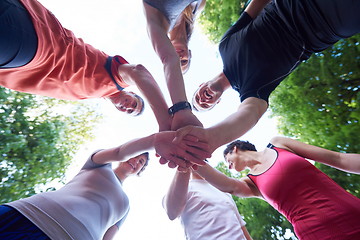 Image showing jogging people group have fun