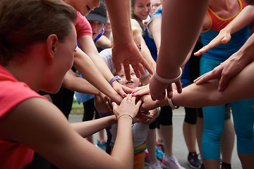 Image showing jogging people group have fun