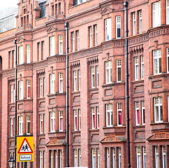 Image showing window in europe london old red brick wall and      historical 