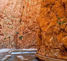 Image showing  in todra gorge morocco africa and river