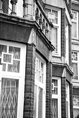 Image showing in europe london old red brick wall and      historical window