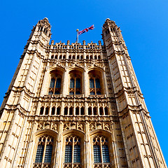 Image showing in london old historical    parliament glass  window    structur