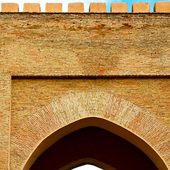 Image showing old door in morocco africa ancien and wall ornate blue