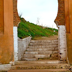 Image showing old door in morocco africa ancien and wall ornate green