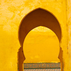 Image showing old door in morocco africa ancien and wall ornate brown