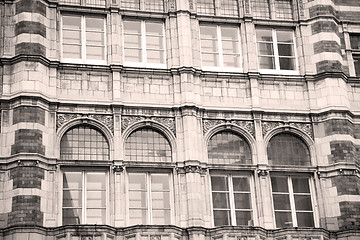 Image showing old window in europe london  red brick wall and      historical 