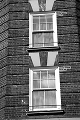 Image showing in europe london old red brick wall and      historical window