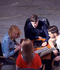 Image showing students group working on school  project  together