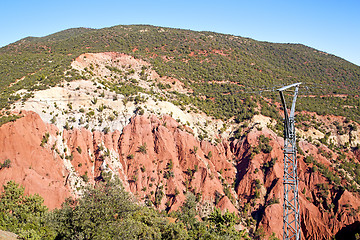 Image showing the   red electricla line  dades valley in atlas  