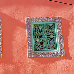 Image showing pink  window in morocco africa old construction and brown wall  