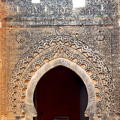 Image showing old door in morocco africa ancien and wall ornate   yellow