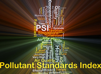 Image showing Pollutant standards index PSI background concept glowing