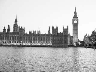 Image showing Black and white Houses of Parliament in London