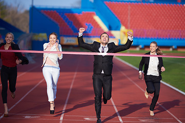 Image showing business people running on racing track