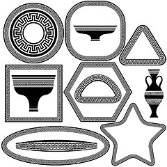 Image showing Set  of Greek Frames and Dishes