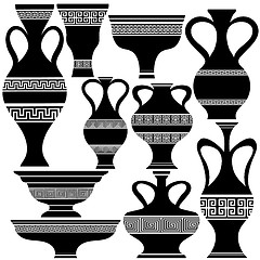 Image showing Set of Greek Amphora Silhouettes