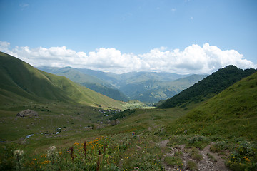 Image showing Hiking in mountains