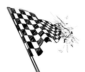 Image showing Drawing checkered flag with tire track