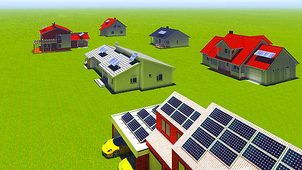 Image showing Solar panels on houses