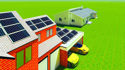 Image showing Solar panels on houses