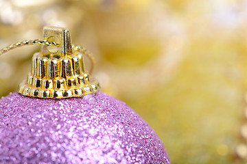 Image showing Christmas background with baubles and beauty bokeh, new year concept, close up