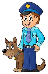 Image showing Policeman with guard dog image 1