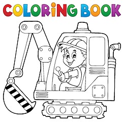 Image showing Coloring book excavator operator theme 1